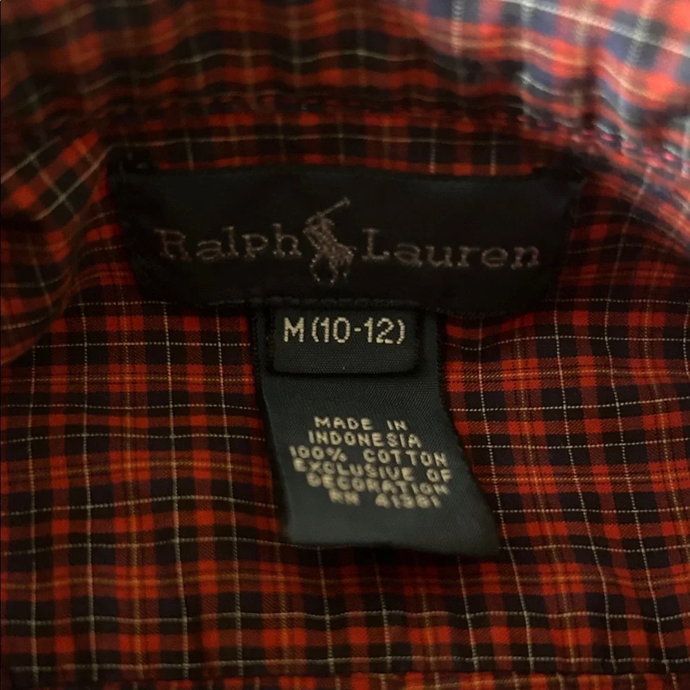 Ralph Lauren Kids Red Plaid Button Down Shirt M 10-12